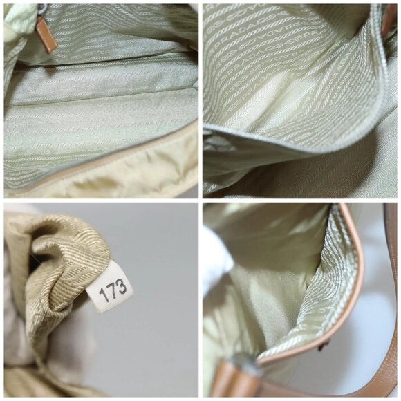 PRADA Tote Bag Nylon Beige Silver Auth 131176 - Picture 15 of 16